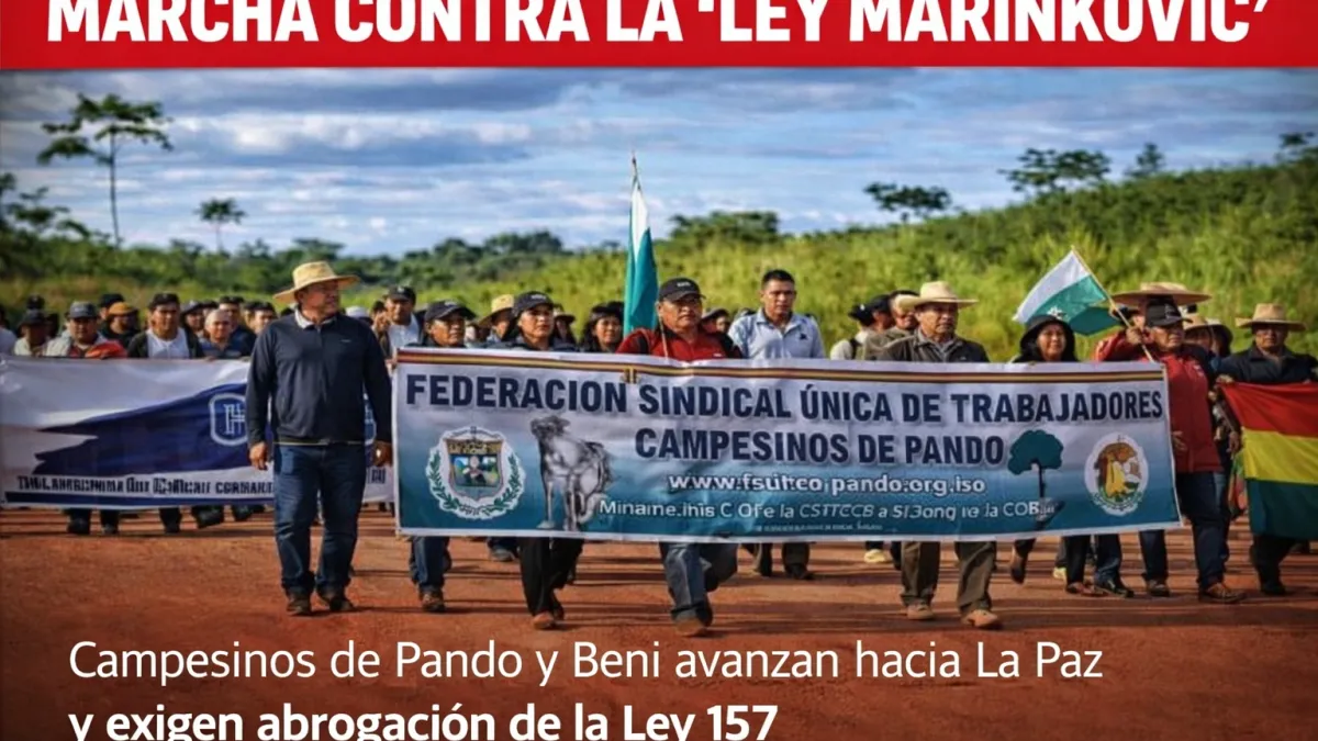 Marcha de campesinos de Pando avanza a La Paz en rechazo a la “Ley Marinkovic”